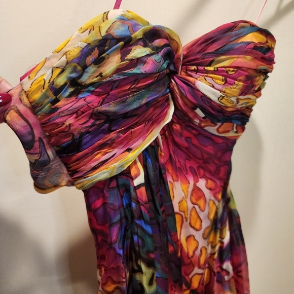 LA FEMME  long evening backless strapless Light weight fit and flare dress 2 - Picture 7 of 12